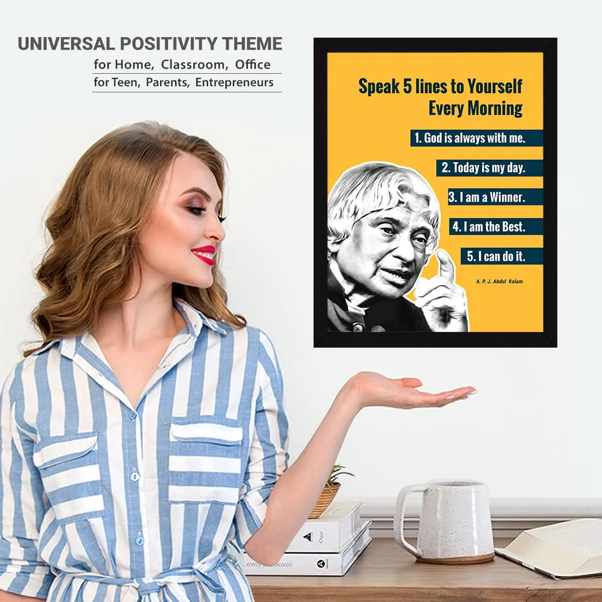 Chaka Chaundh - Suitable Abdul kalam photo frames for wall - motivational quotes frames - poster with frame - Abdul kalam poster for wall – Quotes wall frames - (14 X 11 Inches) (Yellow-APJ), Acrylic