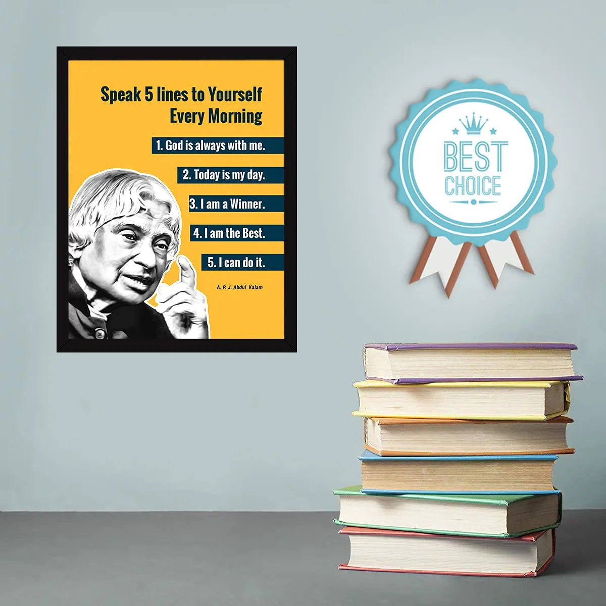 Chaka Chaundh - Suitable Abdul kalam photo frames for wall - motivational quotes frames - poster with frame - Abdul kalam poster for wall – Quotes wall frames - (14 X 11 Inches) (Yellow-APJ), Acrylic