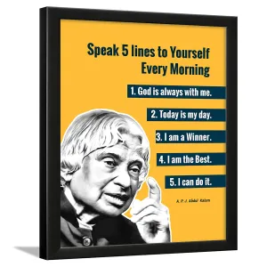 Chaka Chaundh - Suitable Abdul kalam photo frames for wall - motivational quotes frames - poster with frame - Abdul kalam poster for wall – Quotes wall frames - (14 X 11 Inches) (Yellow-APJ), Acrylic