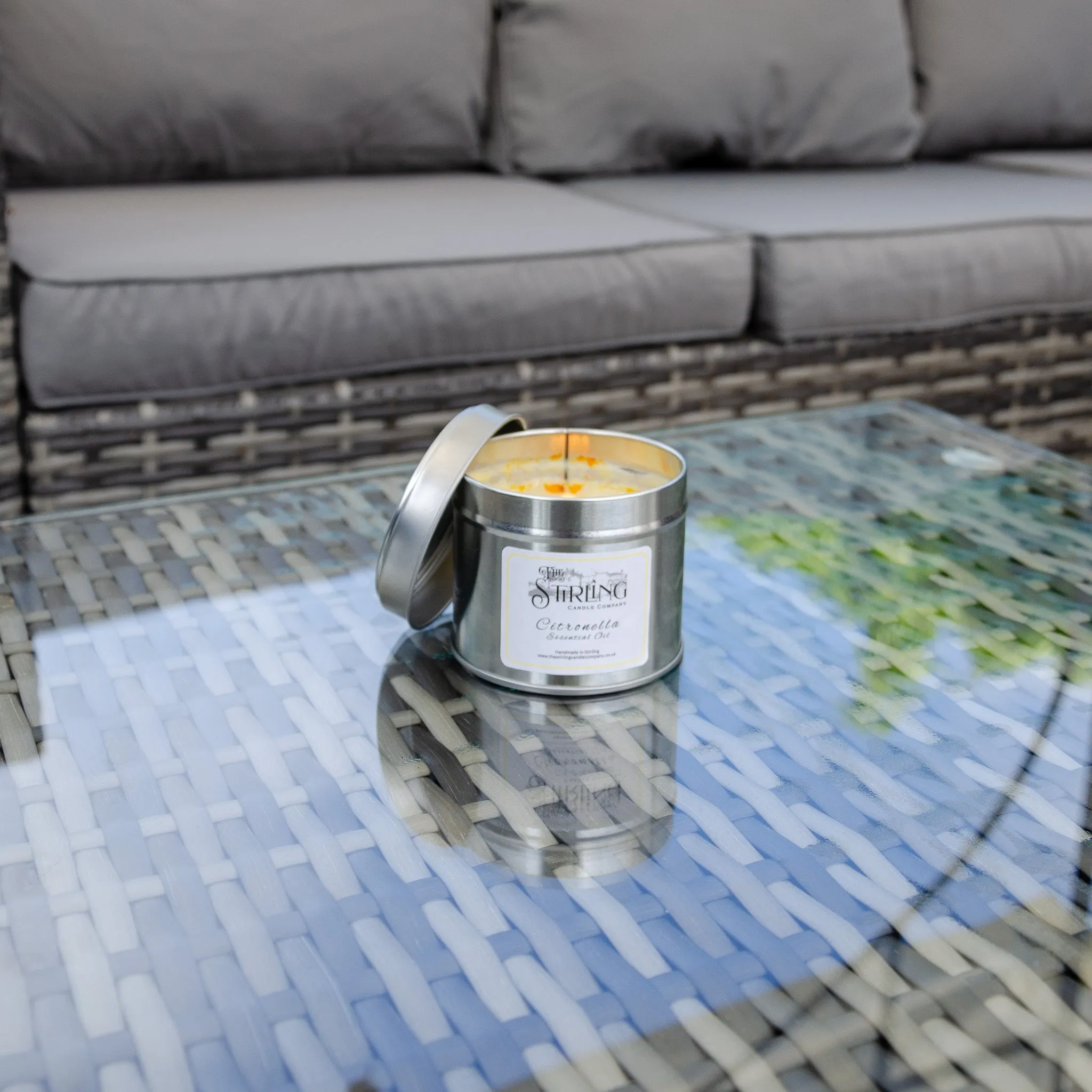 Citronella (essential oil) - Travel Tin Candle - Wooden Wick
