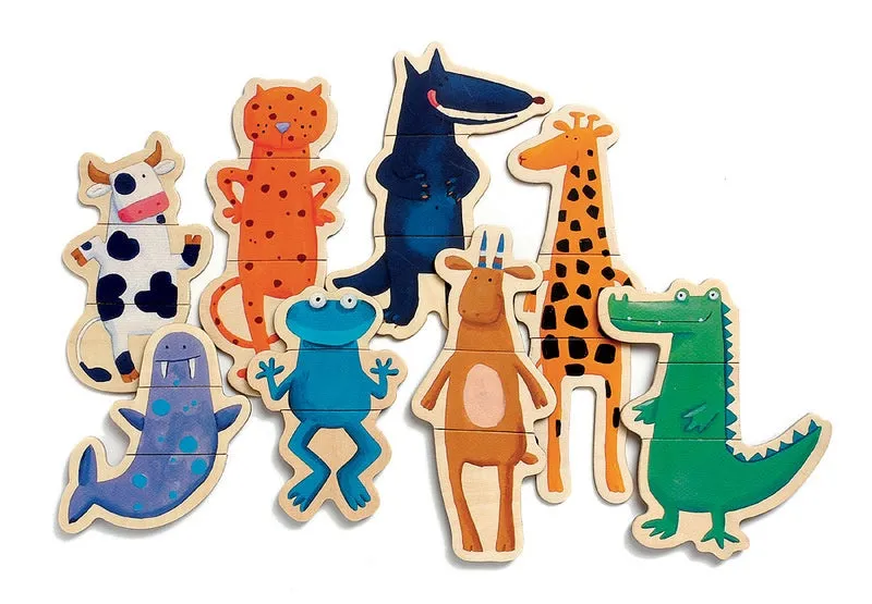 Crazy Animals Wooden Kids Magnets 24 pc Set, Djeco