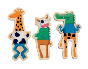 Crazy Animals Wooden Kids Magnets 24 pc Set, Djeco