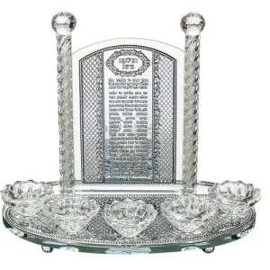 Crystal Candlesticks 5 Candles With Laser Cut Metal Plaque 25 Cm - Candle Lighting