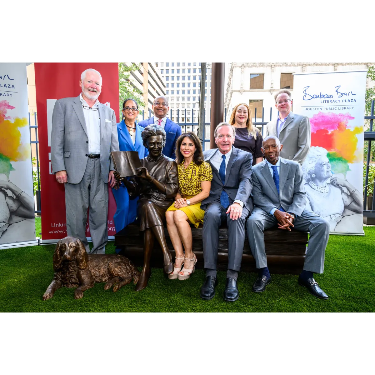 Custom Statue of First Lady Barbara Bush on Book Bench