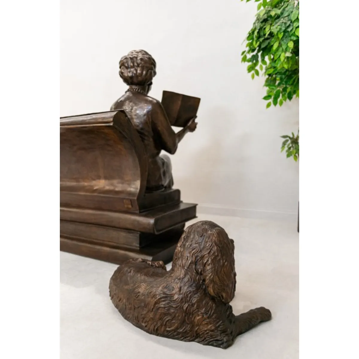 Custom Statue of First Lady Barbara Bush on Book Bench