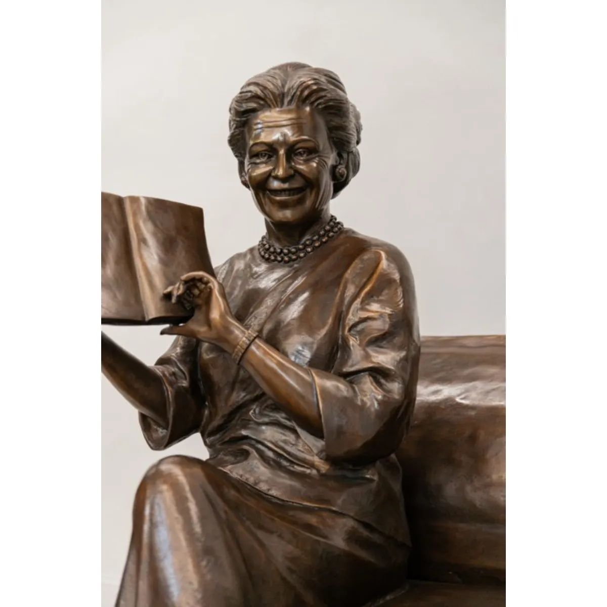 Custom Statue of First Lady Barbara Bush on Book Bench