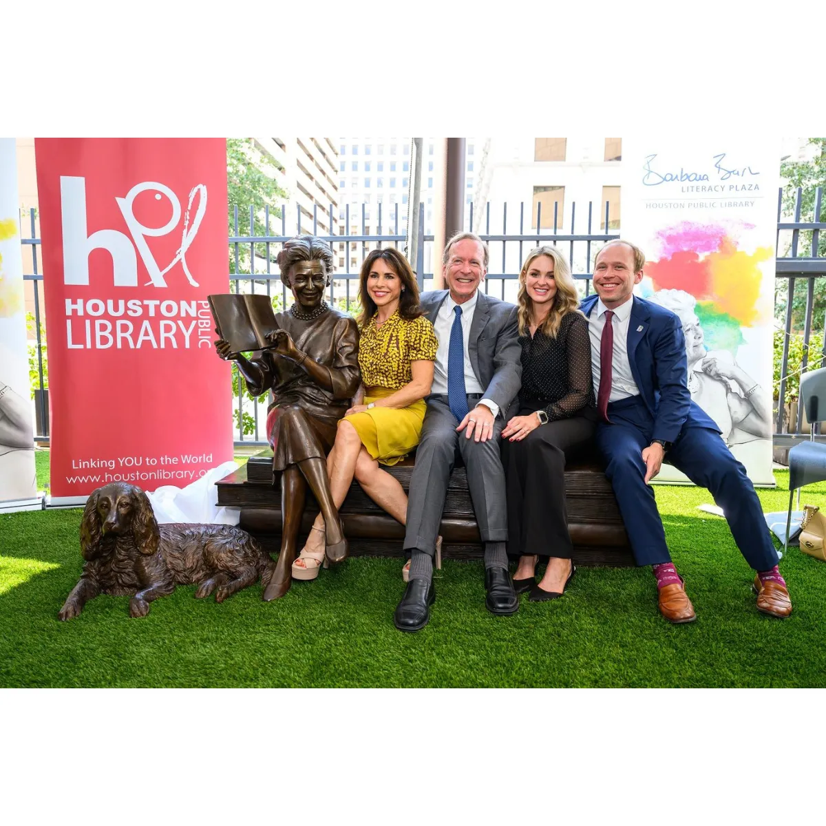 Custom Statue of First Lady Barbara Bush on Book Bench
