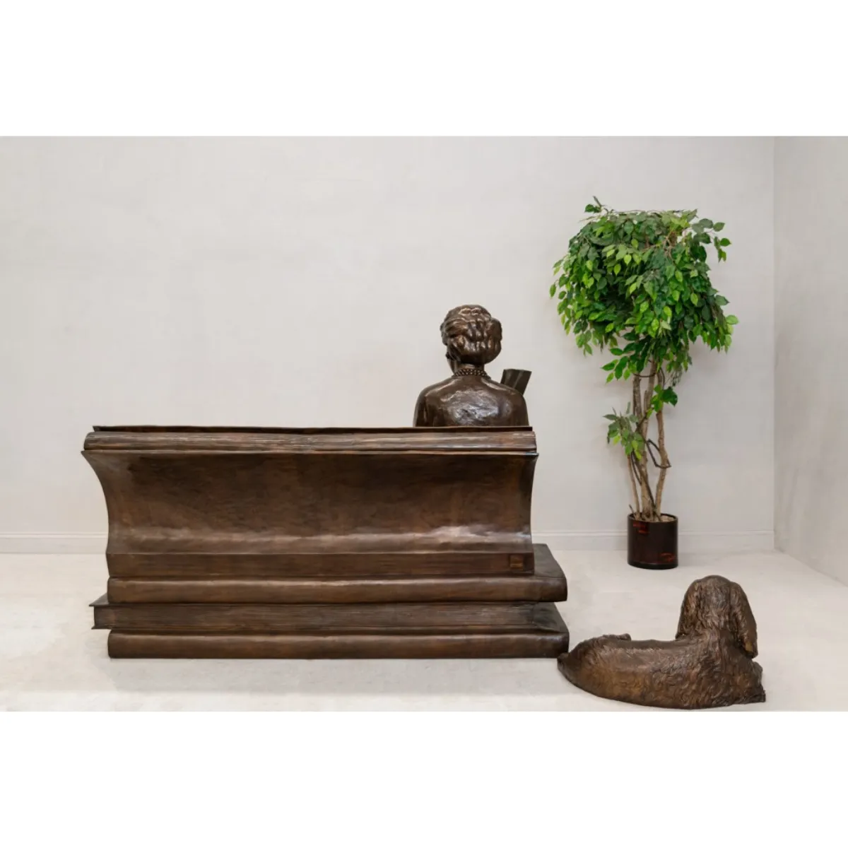 Custom Statue of First Lady Barbara Bush on Book Bench
