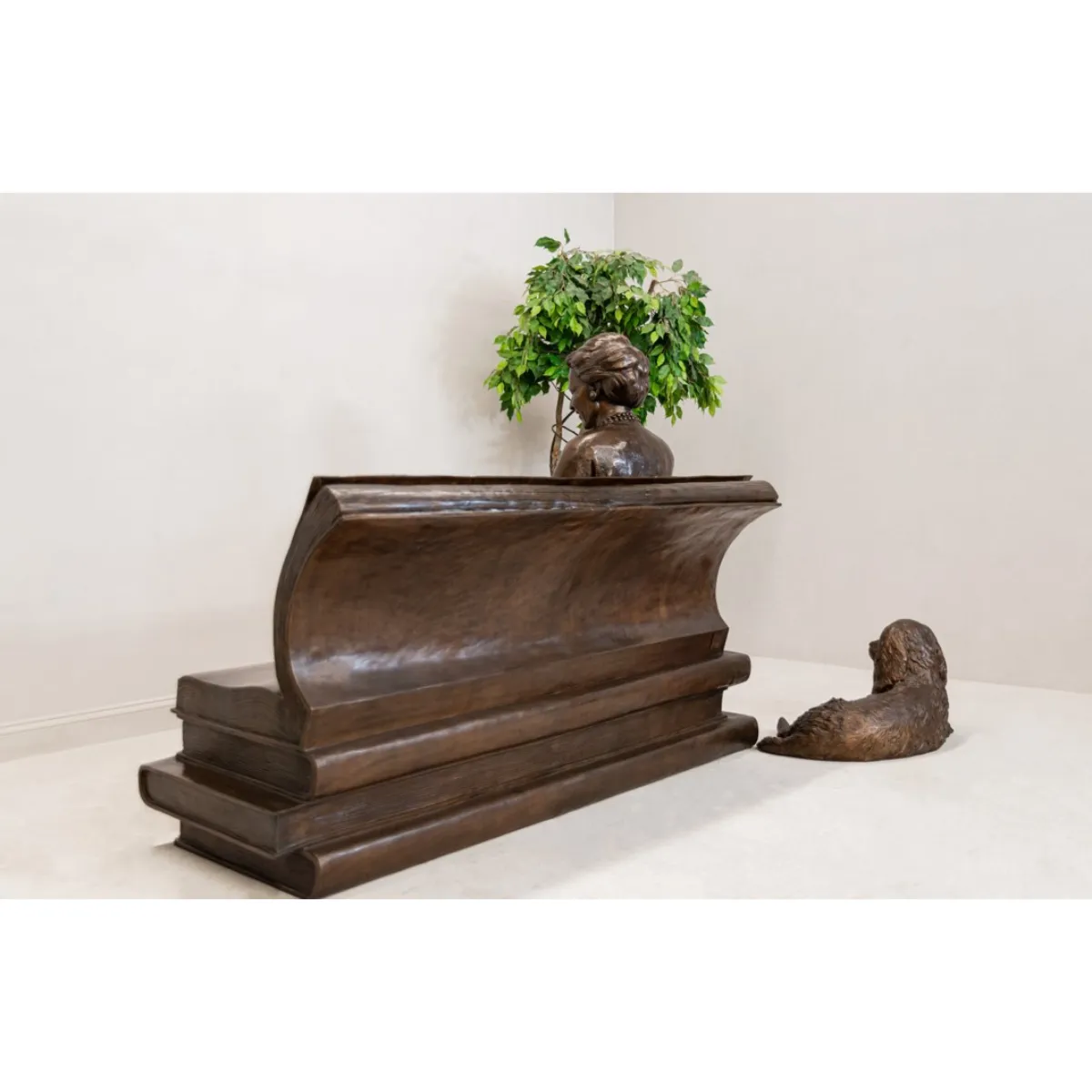 Custom Statue of First Lady Barbara Bush on Book Bench