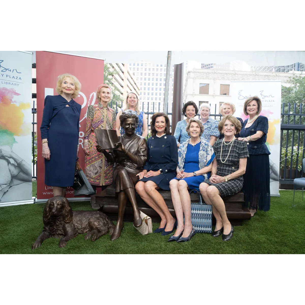 Custom Statue of First Lady Barbara Bush on Book Bench