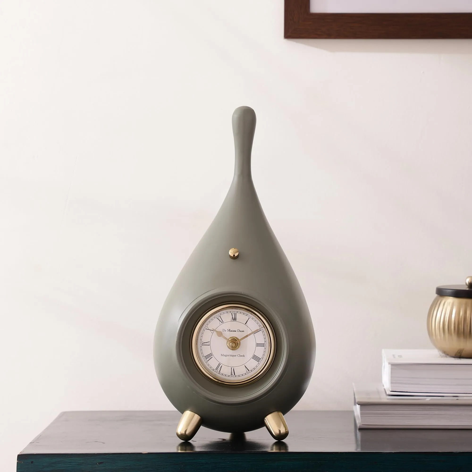 Decor de Maison Time Drop in Green Gold Table Clock