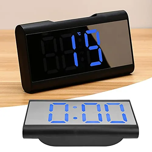 Digital Clock, Desk Clock Mirror Technology Home Decoration for Home for Bedroom for Office(Blue)