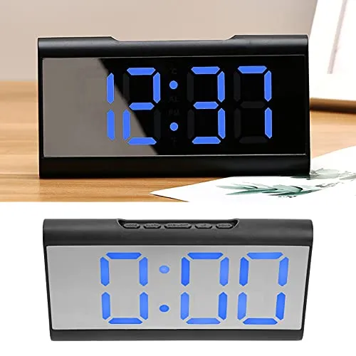 Digital Clock, Desk Clock Mirror Technology Home Decoration for Home for Bedroom for Office(Blue)