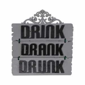 Drink Drank Drunk Hand-Painted Fridge Magnet - Grey