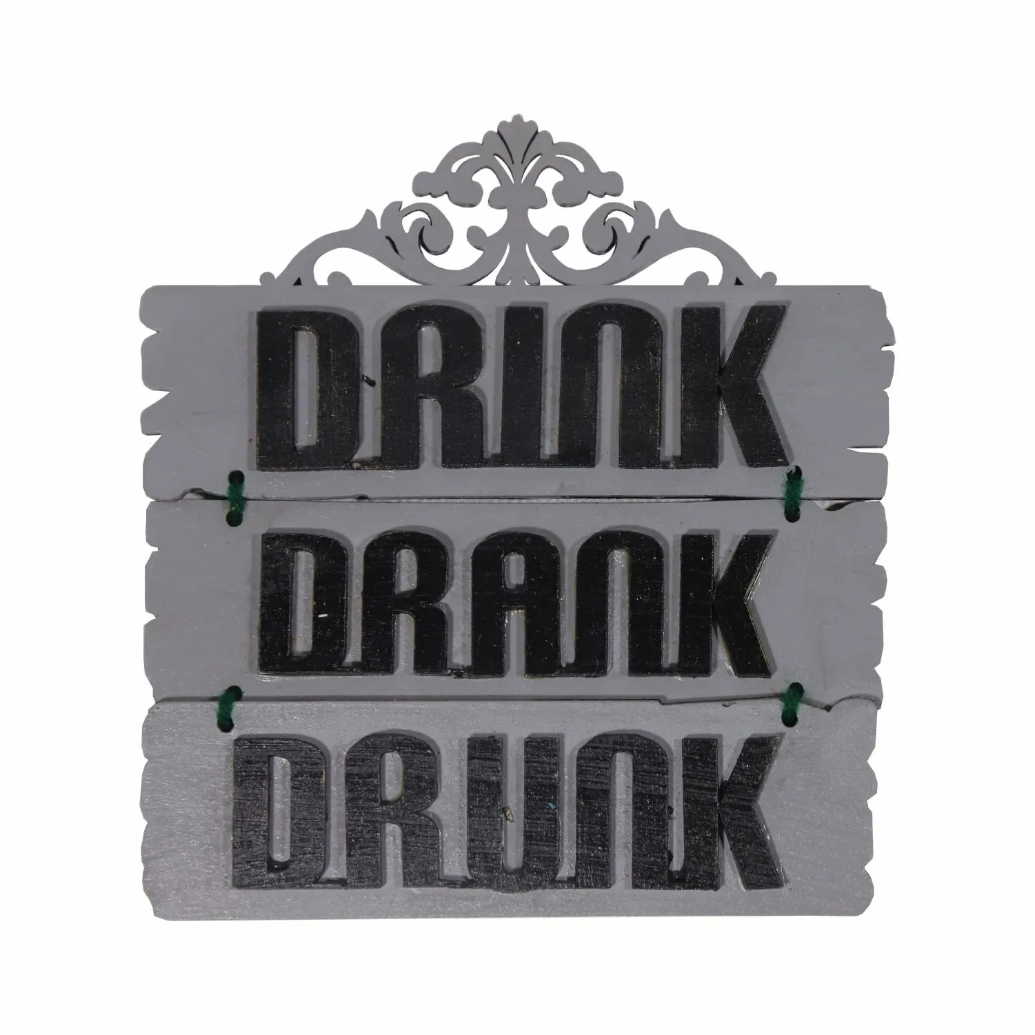 Drink Drank Drunk Hand-Painted Fridge Magnet - Grey