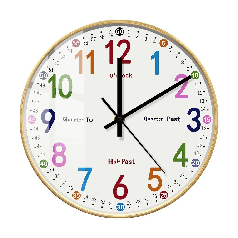 Educational Wall Clock for Kids Bedroom with Silent Sweep Movement