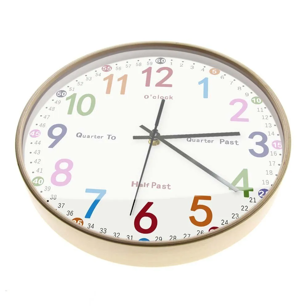 Educational Wall Clock for Kids Bedroom with Silent Sweep Movement