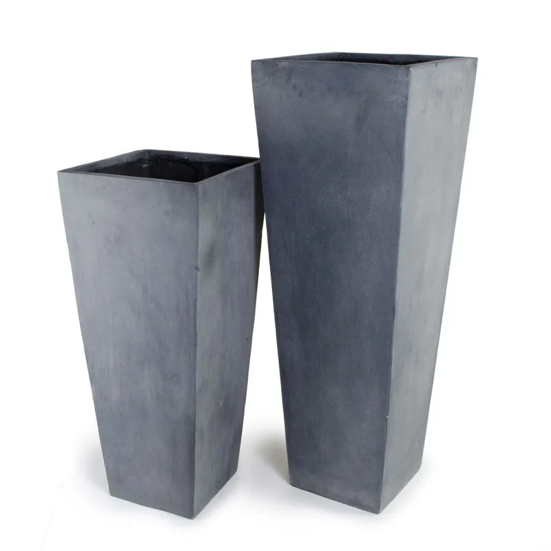 Fiberglass Tapered Column Planter with Lead Finish - 14.5"W