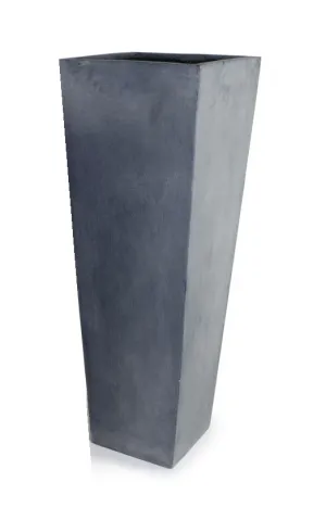 Fiberglass Tapered Column Planter with Lead Finish - 14.5"W