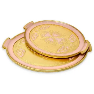 Florentine Carved Gilded Wood, Oval, Pink, Small or Large