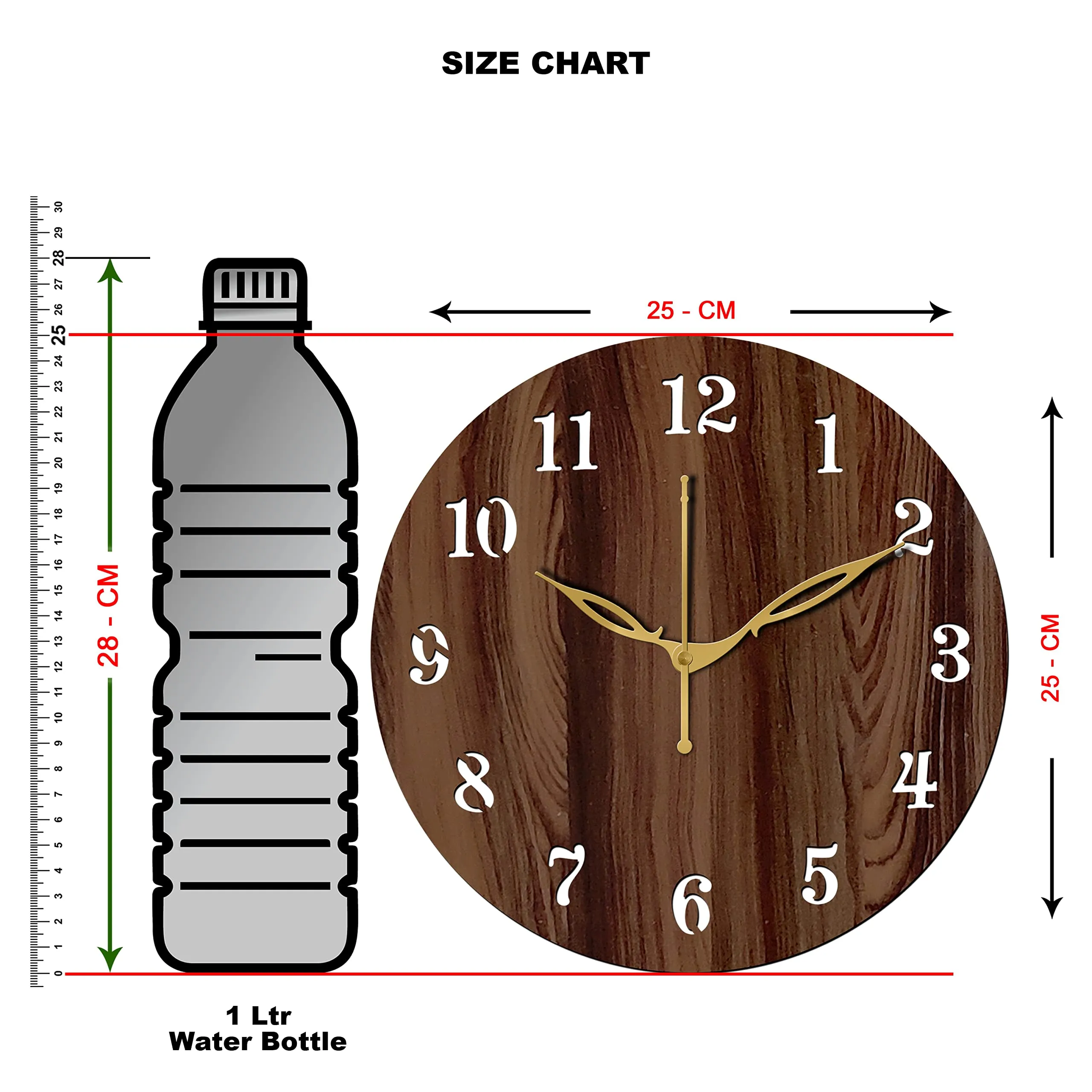 Freny Exim 10 Inches Antique Wooden Analog Wall Clock (Wenge, Small Size, 25Cm X 25Cm)-001
