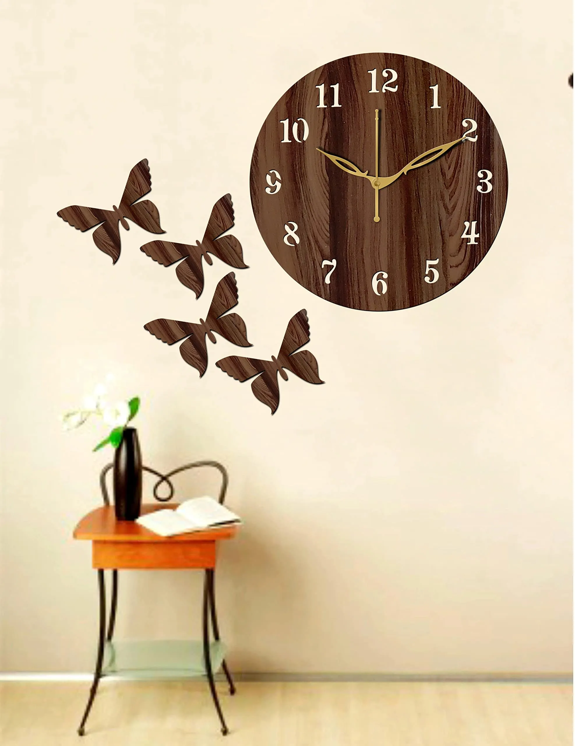 Freny Exim 10 Inches Antique Wooden Analog Wall Clock (Wenge, Small Size, 25Cm X 25Cm)-001