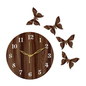 Freny Exim 10 Inches Antique Wooden Analog Wall Clock (Wenge, Small Size, 25Cm X 25Cm)-001