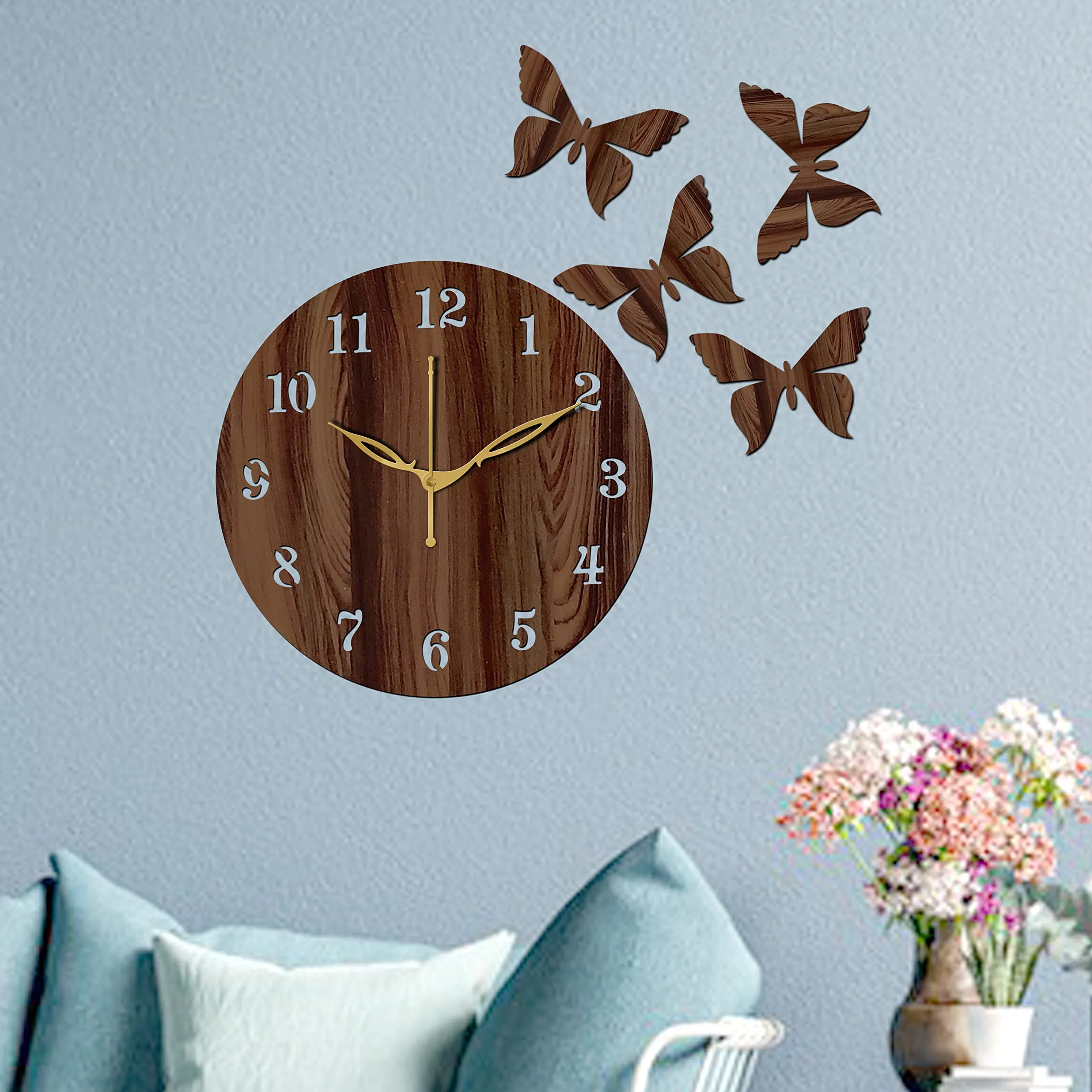 Freny Exim 10 Inches Antique Wooden Analog Wall Clock (Wenge, Small Size, 25Cm X 25Cm)-001