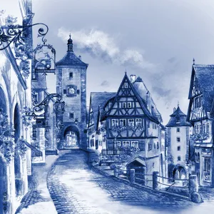 German Rothenberg Refrigerator Blue Tile Magnet