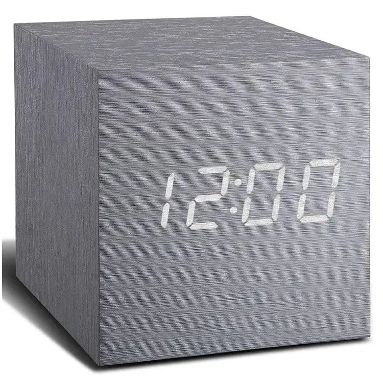 Gingko Aluminum Cube Digital Click Clock/White LED Alarm Clock GK08W6