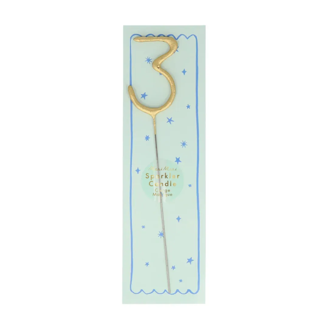 Gold Sparkler Number Candle by Meri Meri