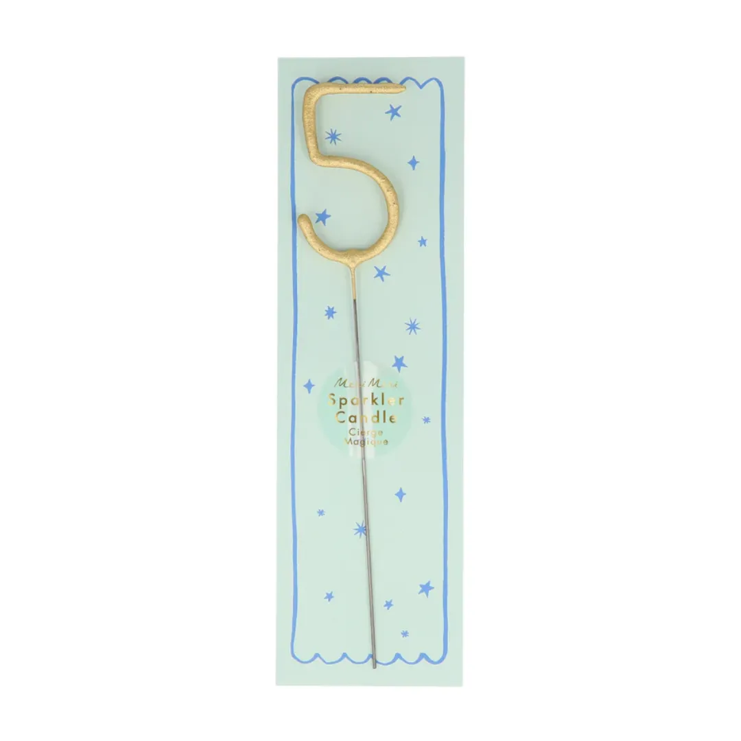 Gold Sparkler Number Candle by Meri Meri