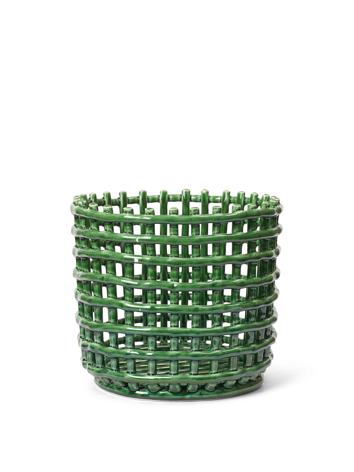 Green Ceramic Basket Pot/ Planter