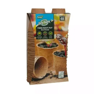 Gro-Sure 8cm Round Fibre Pots (Pack of 48)
