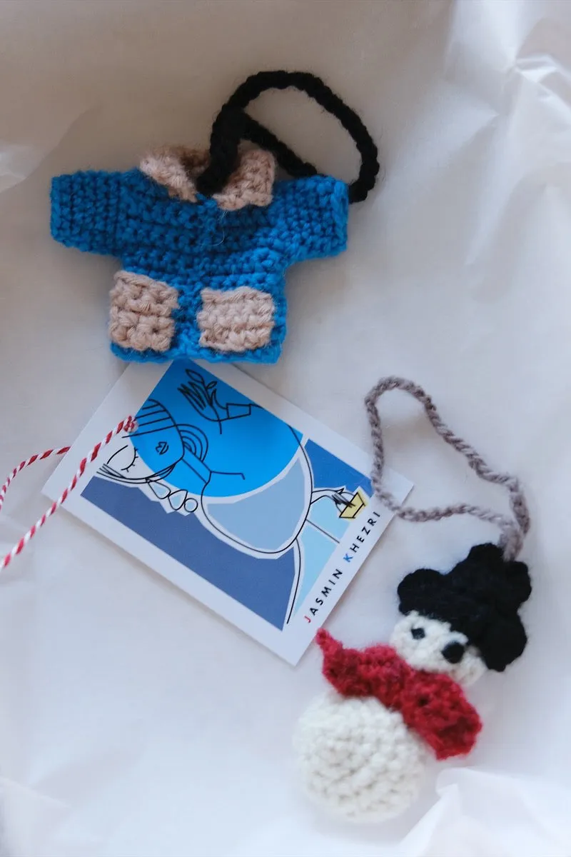 Hand crocheted charm. Snowman