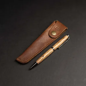Hand-Turned Bethlehem Olive Wood Pen   Pen Sleeve