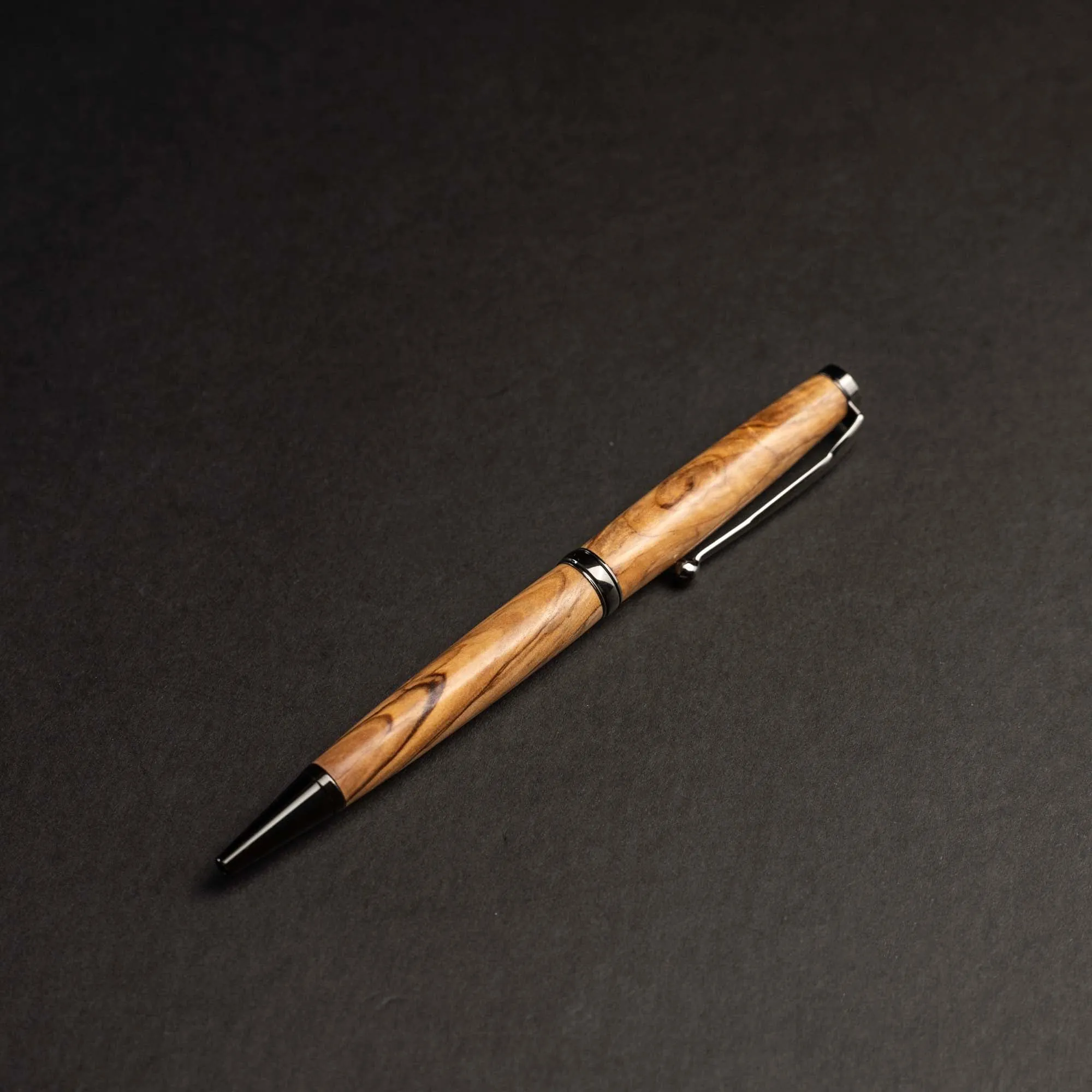 Hand-Turned Bethlehem Olive Wood Pen   Pen Sleeve