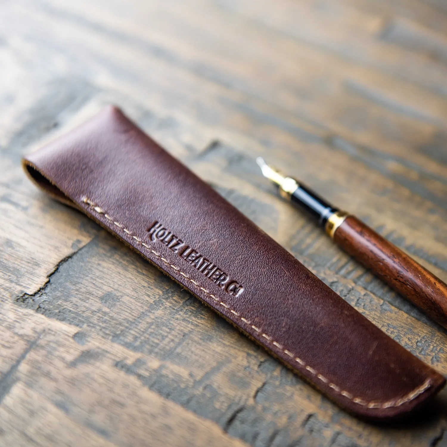 Hand-Turned Rose Wood Fountain Pen   Personalized Pen Sleeve