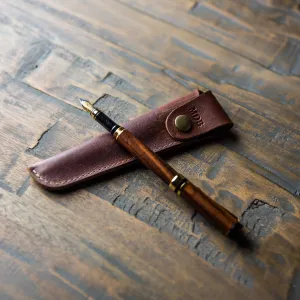 Hand-Turned Rose Wood Fountain Pen   Personalized Pen Sleeve