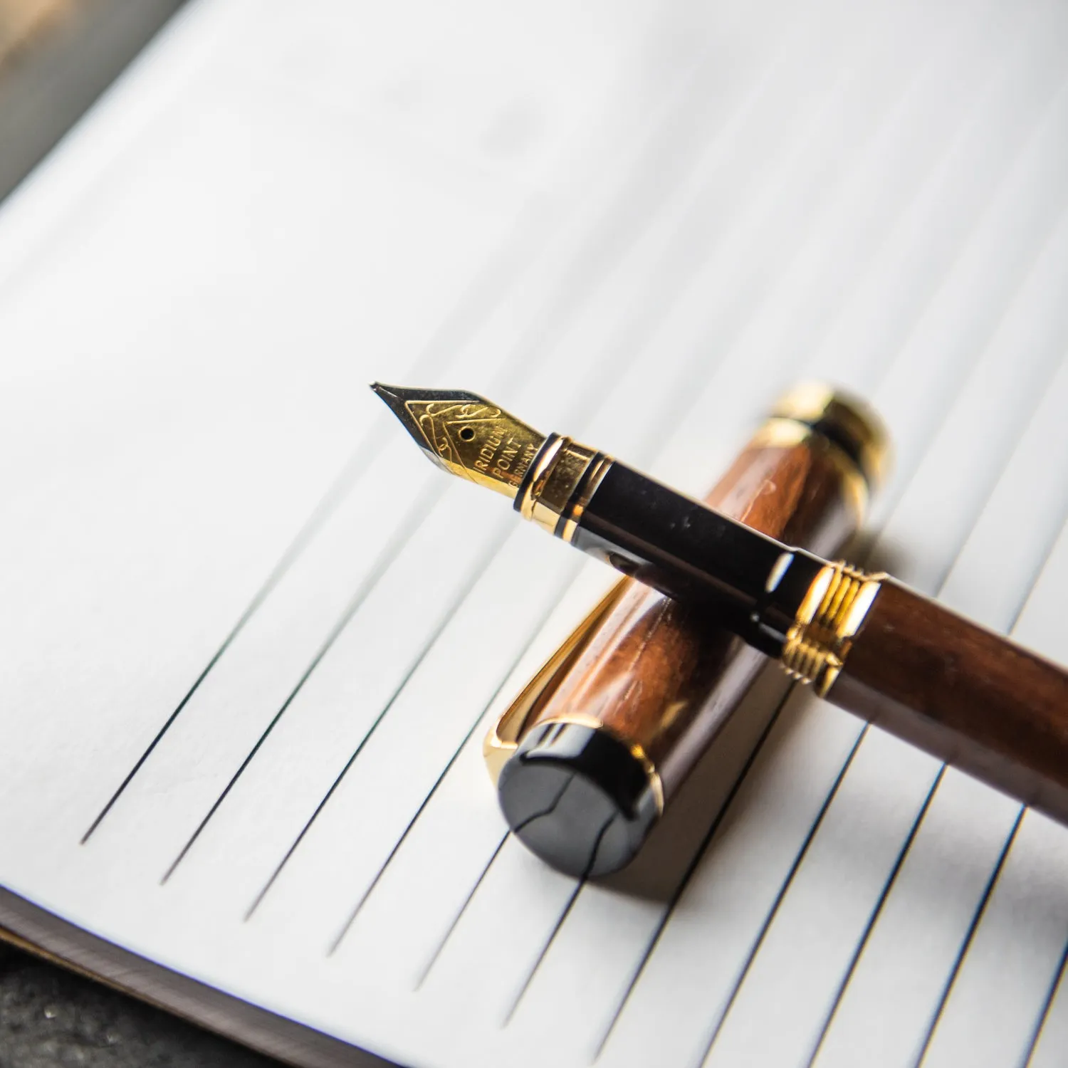 Hand-Turned Rose Wood Fountain Pen   Personalized Pen Sleeve