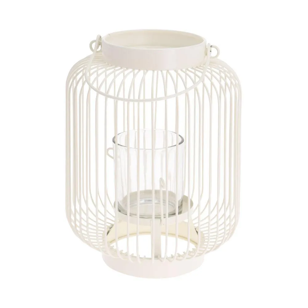 Hanging Metal Wire Lantern with Glass Candle Holder