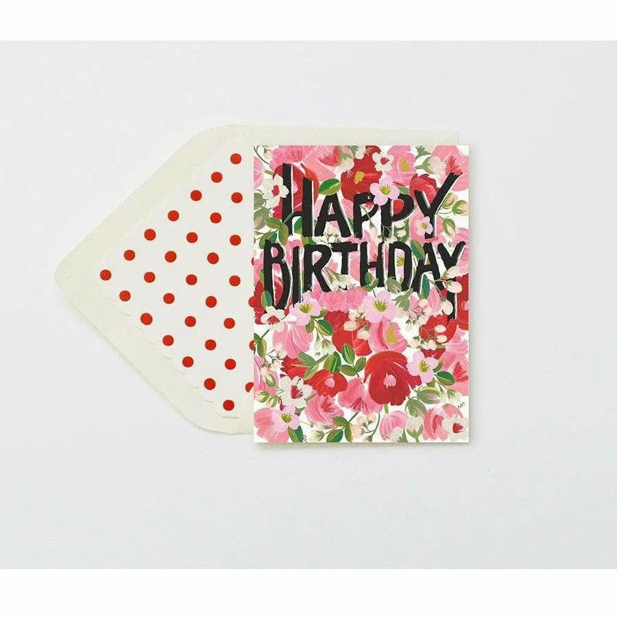 Happy Birthday Red | Pink Blooms Card