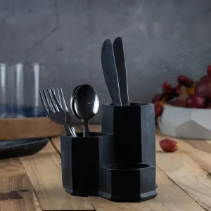 HexHolder-Black-Holder with three Hexagon shaped compartments- can be utilized as a desk organizer and planter.