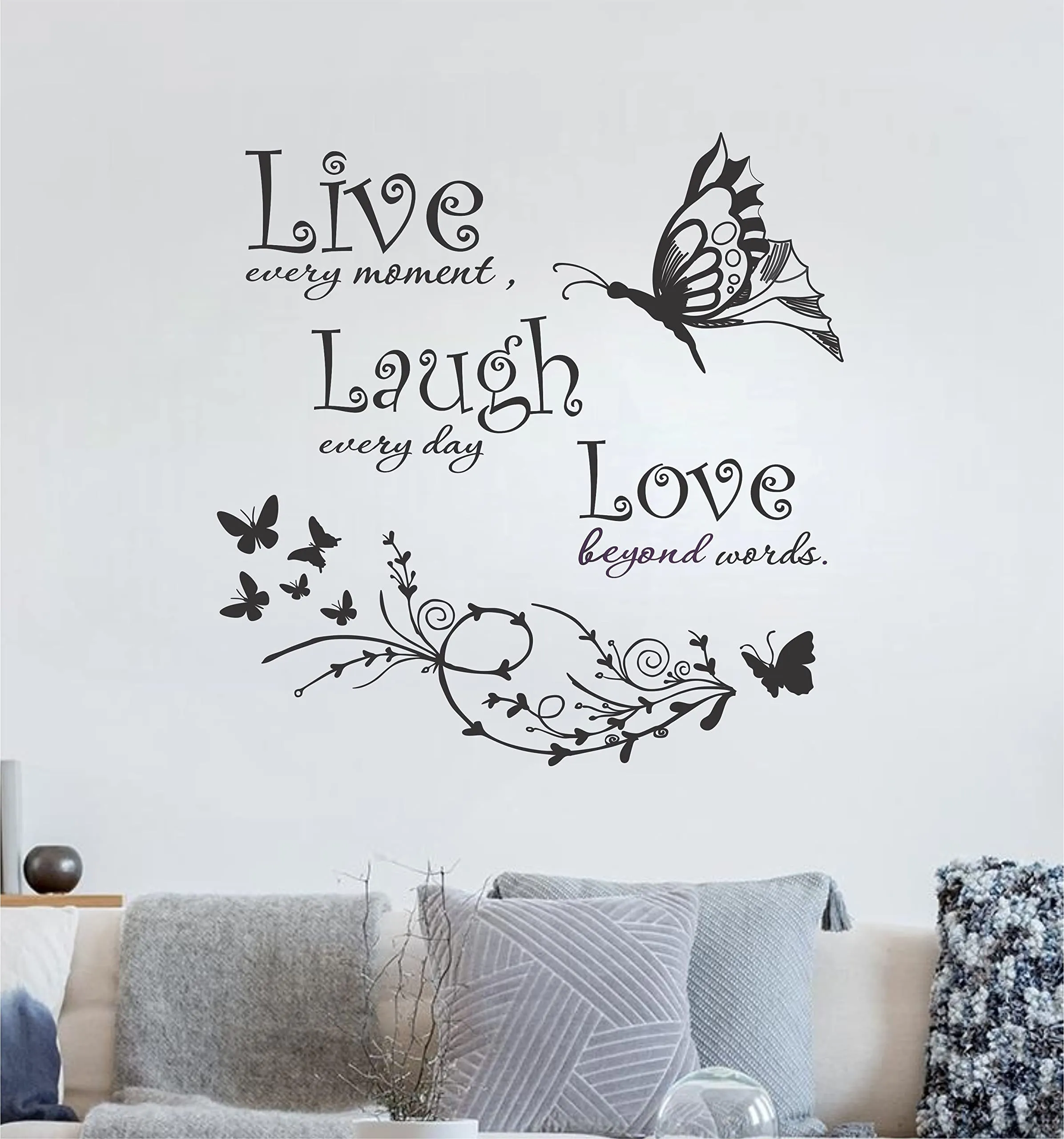 HS DECOR Inspirational Wall Art with Positive Quote PVC Vinyl Black Wall Stickers