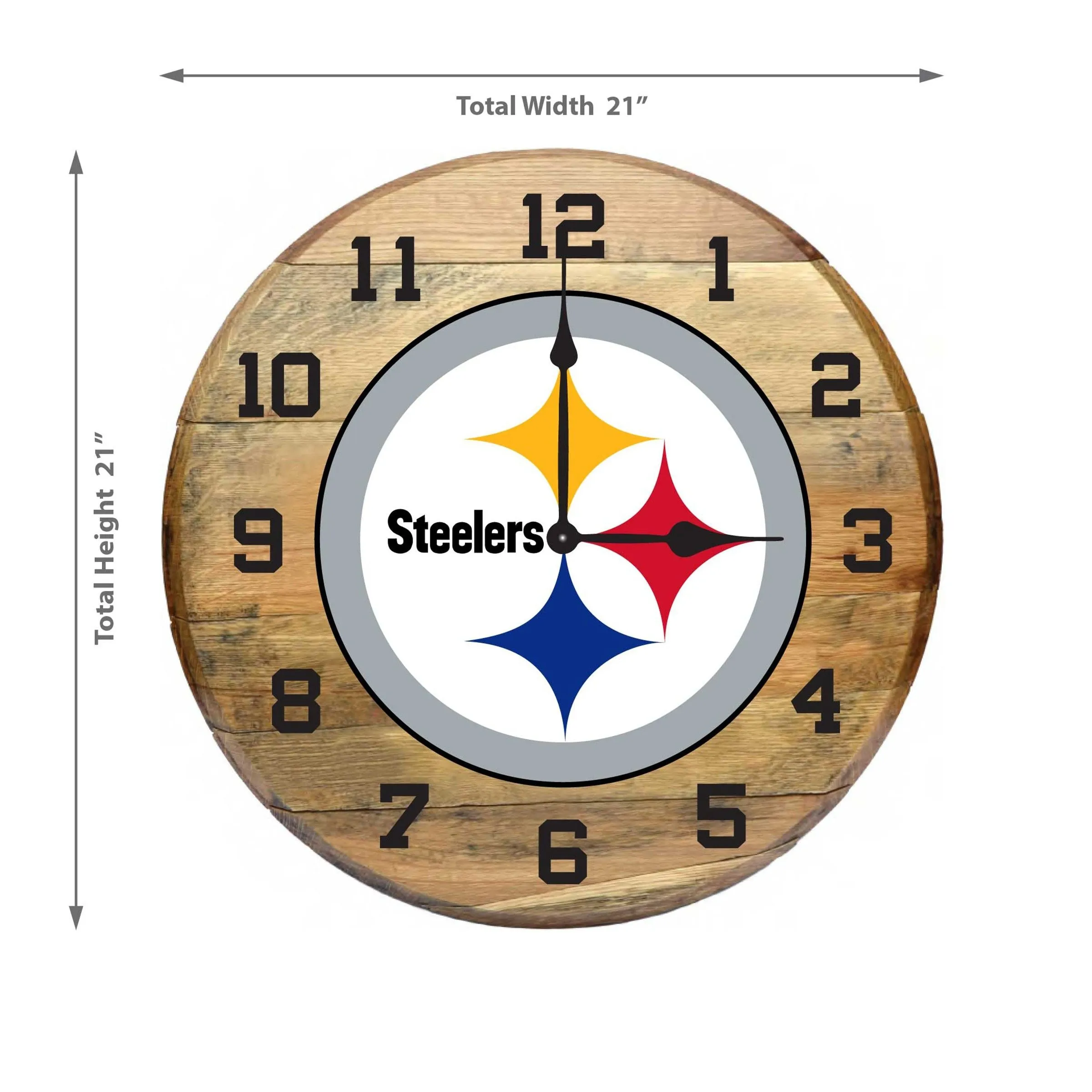 Imperial Pittsburgh Steelers Oak Barrel Clock
