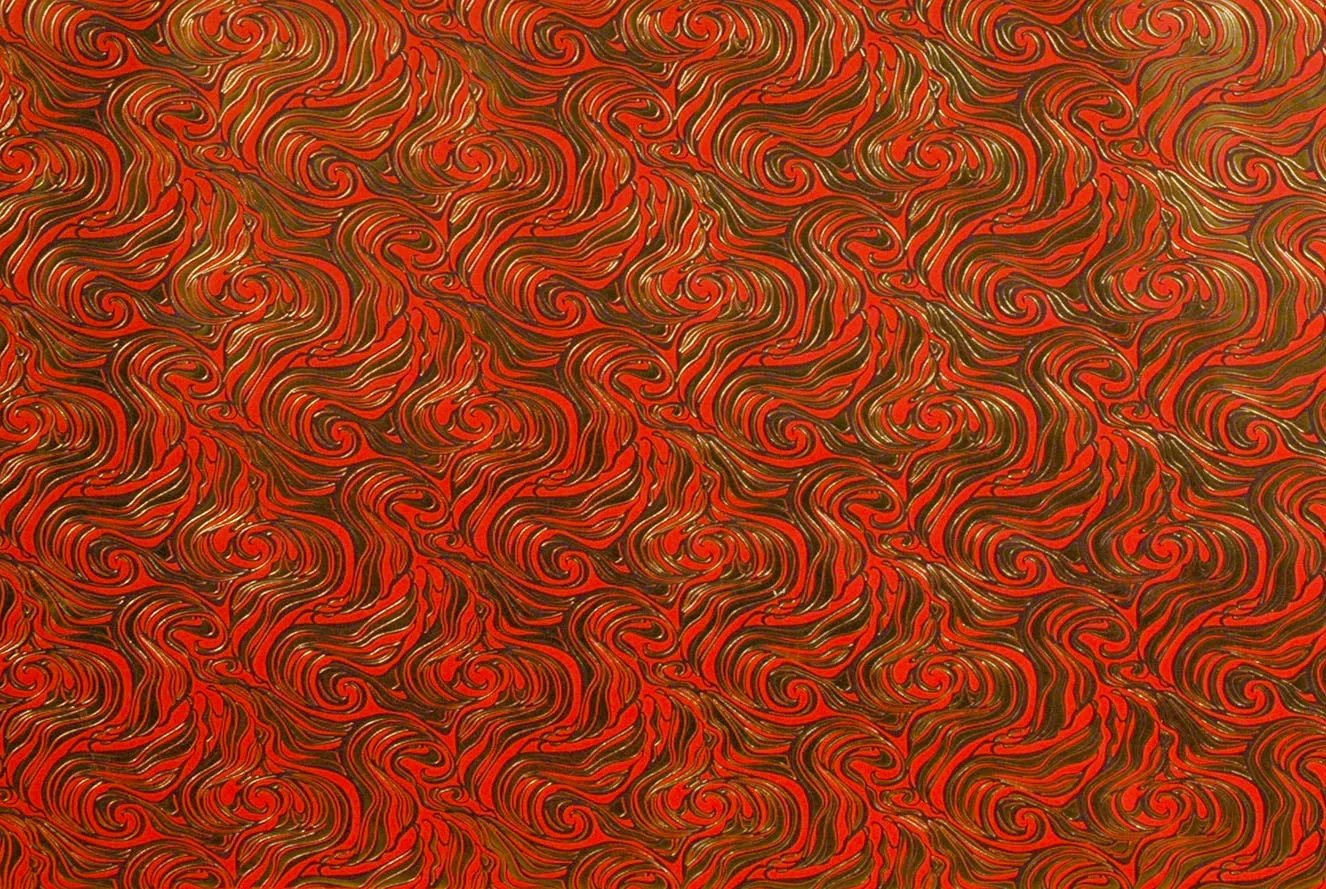 Italian Letterpress Marble Scarlet/Gold