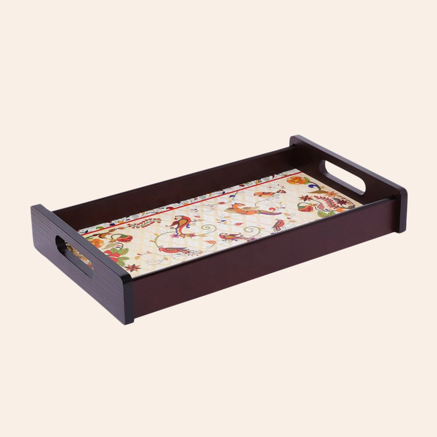 Kalamkari Rectangle Small Tray with Matte Finish