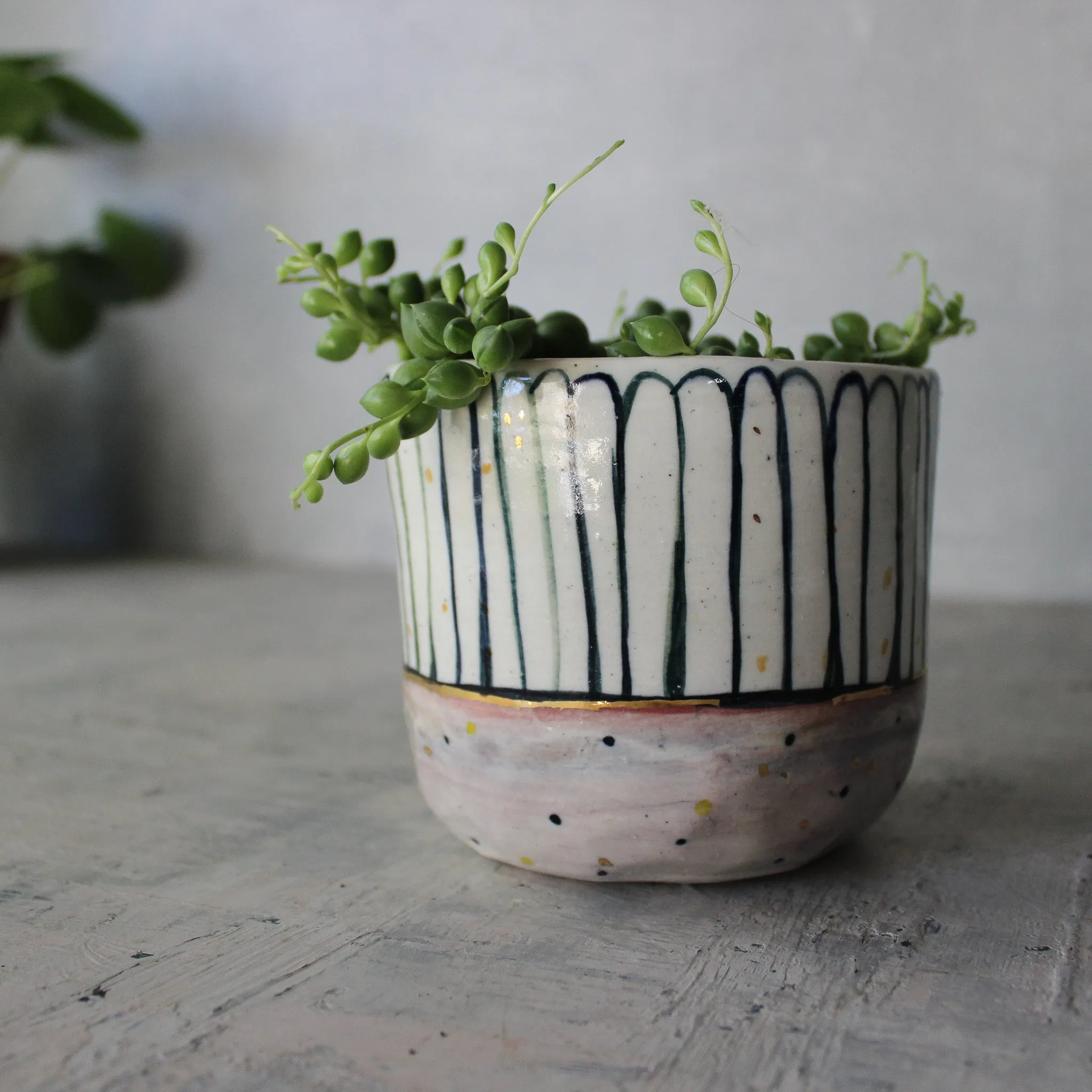 Large Ceramic Planters Blue Detail