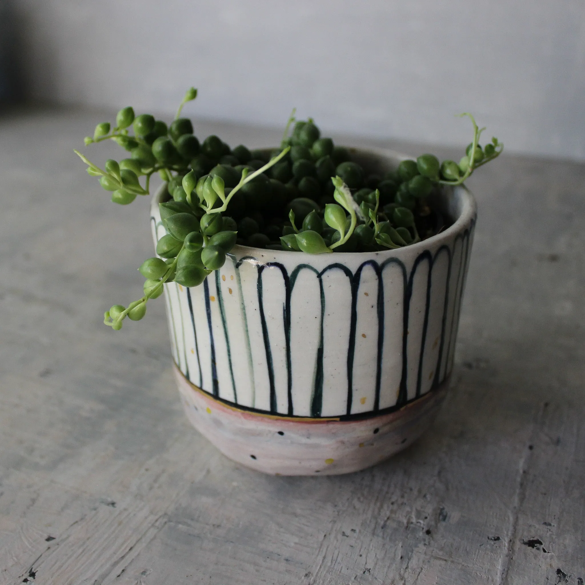 Large Ceramic Planters Blue Detail