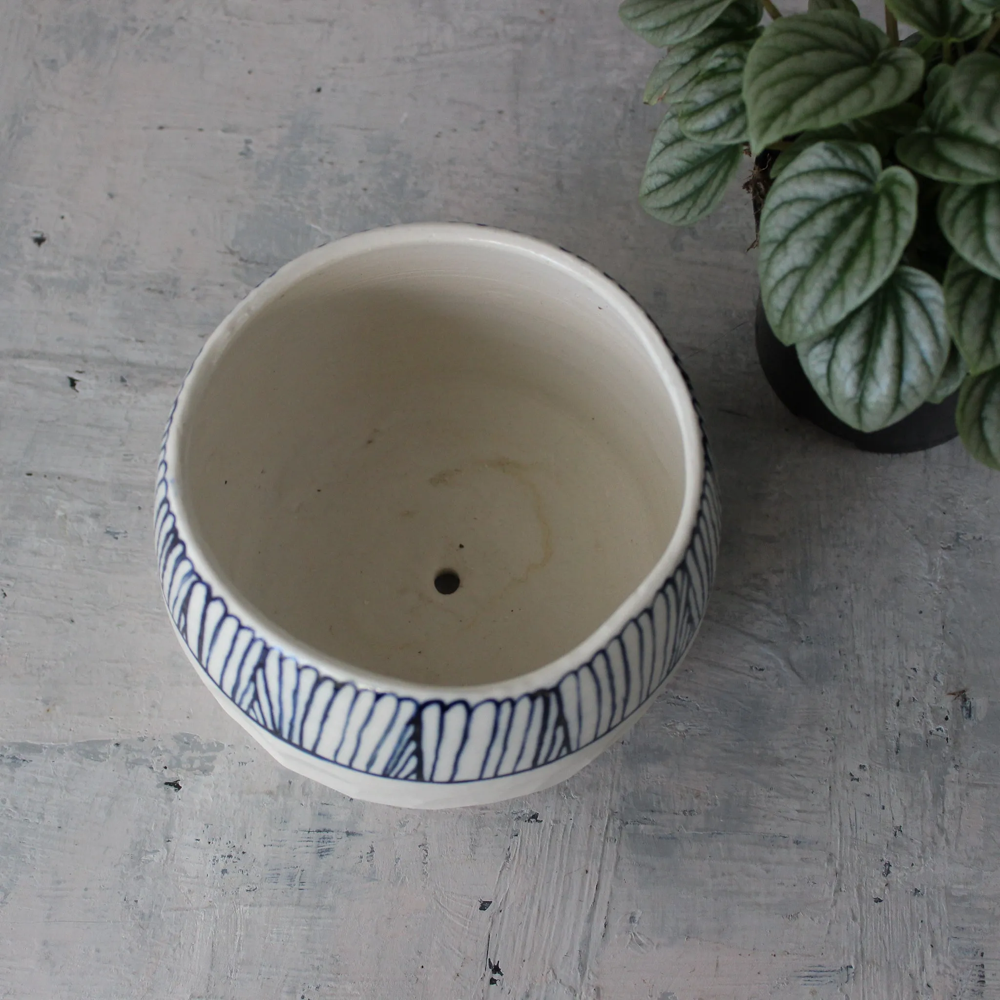 Large Ceramic Planters Blue Detail